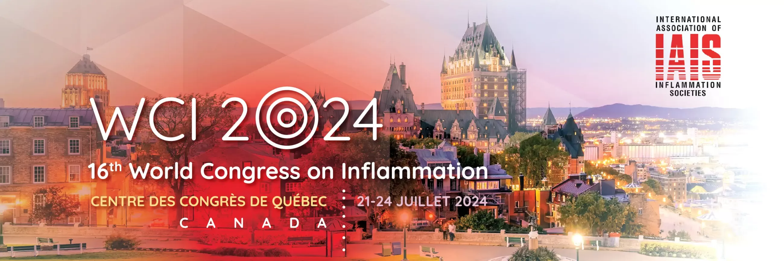 16ème congrès mondial sur l’inflammation, Centre des congrès de Québec, du 21 au 24 juillet 2024.